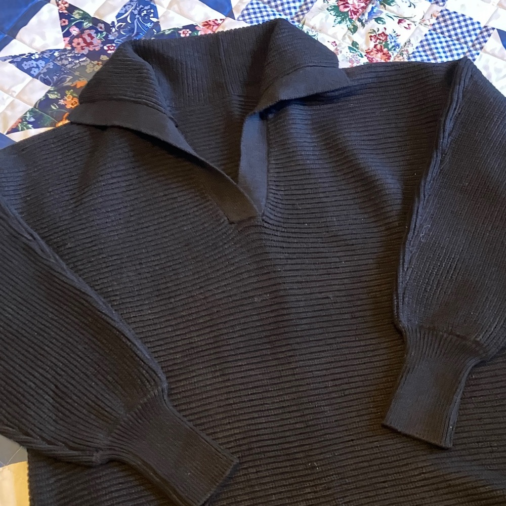 Women’s Black Collared Sweater